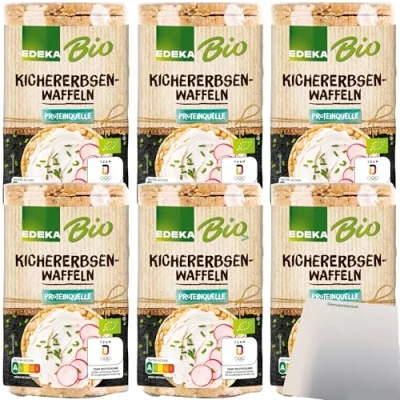 Abbildung von Edeka Bio Kichererbsen Waffel mit Reis High Protein 6er Pack (6x100g Packung) + usy Block