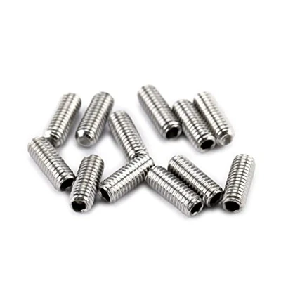 Abbildung von Musiclily Pro Metrisch M3X8mm Edelstahl Saitenreiter Höhe Schrauben für Import Strat Tele Style E Gitarre Brücke,Original Farbe (12er Set)