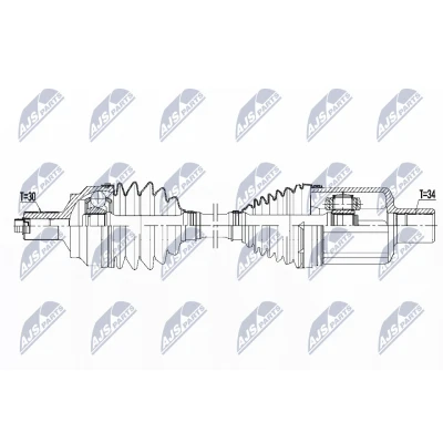 Abbildung von NTY NPW ME 096 Antriebswelle Vorderachse links Automatikgetriebe MERCEDES BENZ: GLK