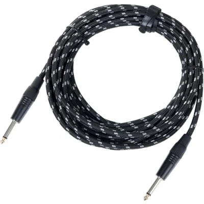 Abbildung von Pronomic Stage INST 6T Instrumentenkabel 6m (6,3 mm Klinke, Textilmantel, Gitarrenkabel, vergoldete Steckerspitzen, Spannzangen Zugentlastung) schwarz/weiß