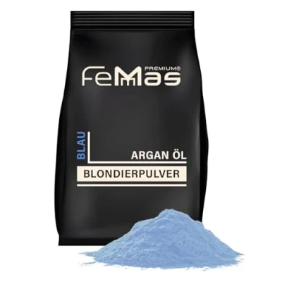 Abbildung von FemMas Premium Blondierpulver Ultra Stark 500g Blau Plex Technologie Arganöl