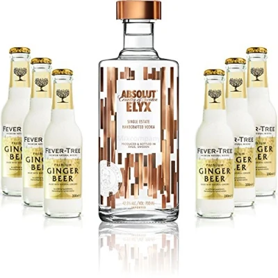Abbildung von Moscow Mule Set Absolut Elyx Vodka 0,7l 700ml (42,3% Vol) + 6x Fever Tree Ginger Beer 200ml Inkl. Pfand MEHRWEG