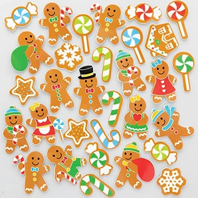 Abbildung von Baker Ross FC195 Lebkuchen Schaumstoff Sticker 200 Stück, Moosgummi Aufkleber für Kinder zum Basteln, Gestalten und Dekorieren