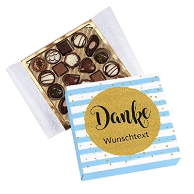 Abbildung von Herz &amp; Heim® Lindt Pralinen in eigener Banderole Danke mit persönlichem Wunschtext