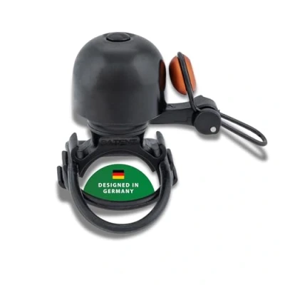 Abbildung von CONTEC Fahrrad Klingel Diamond Bing, Bike Glocke, Bell, Gummi Ring, 26 mm Durchmesser, Universal Halterung, verstellbar, laut, Messing, schwarz und orange