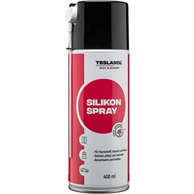 Abbildung von TESLANOL 26042 Silikonspray zur Reinigung &amp; Pflege / Schmiermittel für Gummi Kunststoff Metall Silikon Spray Silikonfettspray Fenster Türen Dose 400ml