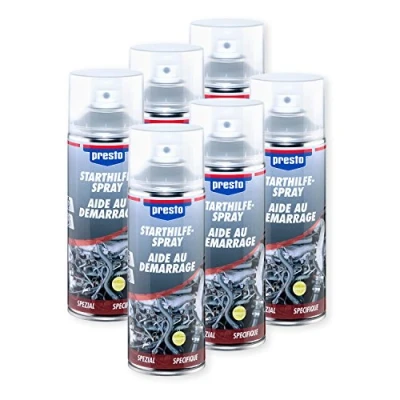 Abbildung von Presto 6X STARTHILFE Spray Ether Basis VERBRENNUNGSMOTOR Auto ZWEIRAD LKW 400 ml