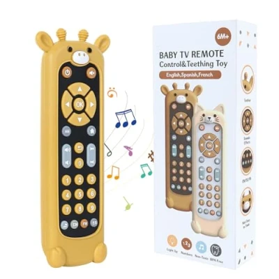 Abbildung von Orzbow Baby TV Fernbedienung Spielzeug, Musik Lernspielzeug für mit Verschiedenen Klangeffekten, Babyspielzeug 6 9 Monate, Kinderspielzeug Silikonhülle Abdeckung