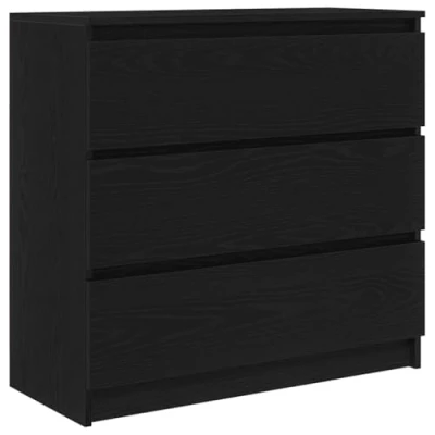 Abbildung von vidaXL Sideboard Schwarz Eichen Optik 80x35x76 cm Holzwerkstoff, Kommode, Schrank, Flurschrank, Anrichte, Küchenschrank, Wohnzimmerschrank