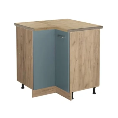 Abbildung von Vicco Eckschrank R Line, Blau Grau/Goldkraft Eiche, 75.6 cm, AP Eiche
