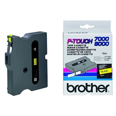 Abbildung von Brother Original P Touch Farbband schwarz auf gelb (TX 621)