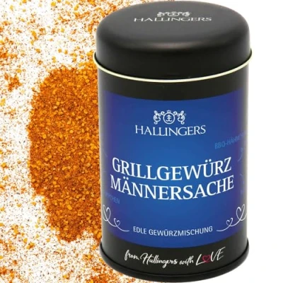 Abbildung von Hallingers Männersache Gewürz Mischung für Marinaden, Spare Ribs &amp; Grill (Dose) Adventskalender Neuheiten befüllen Neues Zuhause Ruhestand Genesung