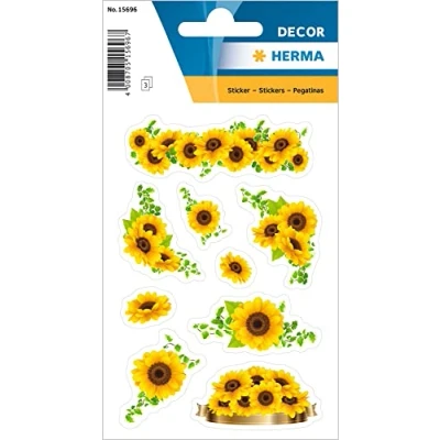 Abbildung von HERMA 15696 Aufkleber Sonnenblumen klein groß, 27 Stück, Blumen Sticker mit Pflanzen Motiv, Kinder Etiketten für Fotoalbum Tagebuch Poesiealbum Scrapbooking Geburtstag Dekoration Briefe DIY Basteln