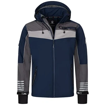 Abbildung von Rock Creek Herren Softshell Jacke Outdoor Windbreaker Übergangsjacke Anorak Kapuze Regenjacke Winterjacke Herrenjacke Jacket H 288 Navy 3XL