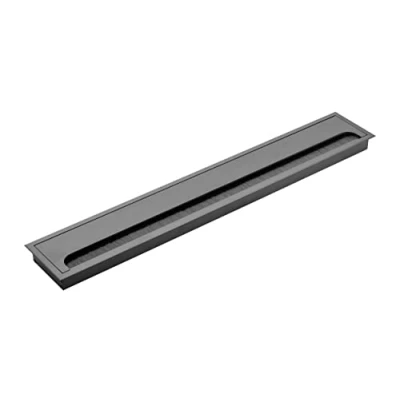 Abbildung von GTV Kabeltülle Merida Kabeldurchführung mit Öffnungsdeckel Kabeldurchlass Rechteckig Kabelorganisation für Möbel Kabeldurchlass/für die Installation in der Arbeitsplatte / 80x500mm Schwarz