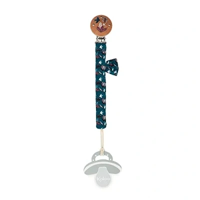 Abbildung von Kaloo K&#039;Doux Schnullerkette aus Stoff und FSC Holz Zwei Materialien Weiche Baumwolle Musselin Baby Schnullerhalter 16,5 cm Natur Motiv Ab Geburt, K216003