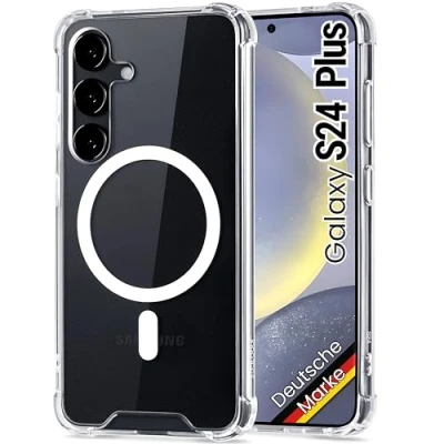 Abbildung von JProtect Magnetische Handyhülle für Samsung Galaxy S24 Plus MagSafe Hülle/Stoßfeste Hülle Transparent/Durchsichtige Case Magnet