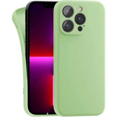 Abbildung von MyGadget Hülle Kompatibel mit iPhone 13 Pro robuste Silikon Schutzhülle TPU Case Slim Silikonhülle Back Cover Kratzfest Handyhülle Matt Grün