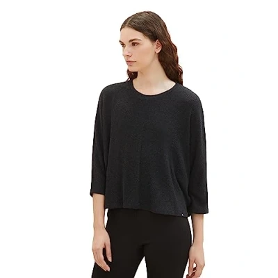 Abbildung von TOM Tailor Denim BOXY Strickpullover, Damen, Größe: Small, Shale grey melange