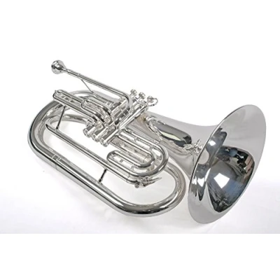 Abbildung von Karl Glaser Marching Bariton in B, Basstrompete, versilbert, Edelstahl Ventile