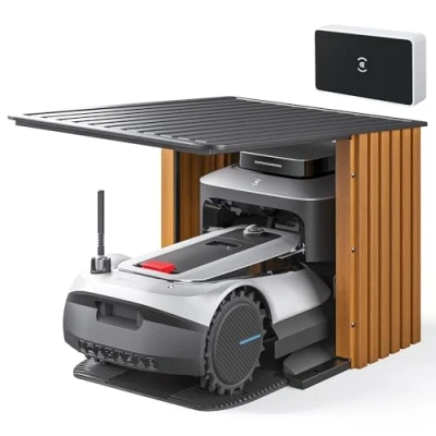 Abbildung von ECOVACS GOAT G1 2000 Mähroboter mit Robuster Garage &amp; Auto Verbindung Modul, Ohne Begrenzungskabel für Gärten bis zu 2,000㎡ (AIVI 3D Hindernisvermeidung, logisches Mähen, 16 Zonen Management)