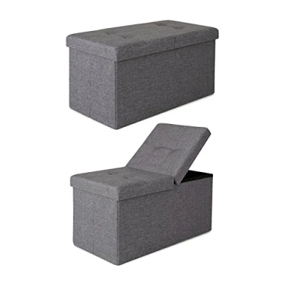 Abbildung von dibea Sitzbank mit Klappdeckel 76x38x38 cm, Leinen grau