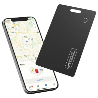 Abbildung von Reyke Slim Wallet Tracker Card, wiederaufladbare Geldbörsenfinder, IP68 wasserdicht, funktioniert mit Apple Find My (nur iOS), Artikelorganisierer für Gepäckanhänger, Handys, Pässe.