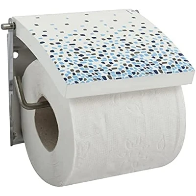 Abbildung von MSV Toilettenpapierhalter aus MDF, mit Rollen, Blau, 13 x 15 11,5 cm