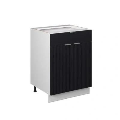 Abbildung von Vicco Schubunterschrank Fame Line, Schwarz gestreift, 60 cm mit Schublade, ohne Arbeitsplatte