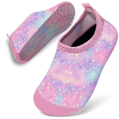 Abbildung von Badeschuhe Baby Kinder Wasserschuhe Schwimmschuhe Mädchen Strandschuhe Badesoken Kleinkind Aquaschuhe Barfuss Schuhe(Rosa Lila Stern,30/31)