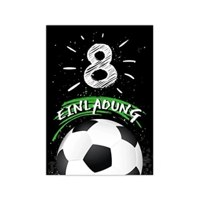 Abbildung von JUNAPACK Einladungskarten Fußball zum 8. Kindergeburtstag Jungen Einladungen Karten Fussball,