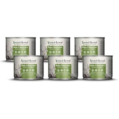 Abbildung von Venandi Premium Nassfutter für Katzen Huhn &amp; Kaninchen 6 x 200g (6er Pack), getreidefrei mit extra viel Fleisch