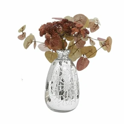 Abbildung von Loberon Vase Zorelie, Mundgeblasen, Antikes Bauernsilber Finish, Handgeschliffenes Muster, Zeitlose Eleganz, Tischvase, Dekoration, Pflanzgefäß, Glas, antiksilber