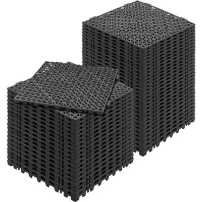 Abbildung von VEVOR Ineinandergreifende Fliesen 50 Stk. Bodenfliesen Drainage Bodenfliesen, 30 x cm Außenbereich Quadratische Terrasse PVC Badezimmer, Toilette, Schwarz