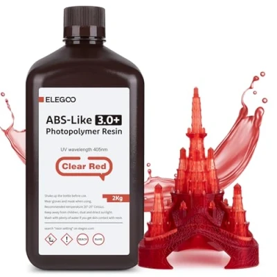 Abbildung von ELEGOO ABS Like Resin 3.0 Plus, 3D Drucker 405nm Rapid UV härtendes Photopolymer Harz, Hohe Präzision für LCD Klarrot 2kg