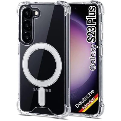 Abbildung von JProtect Magnetische Handyhülle für Samsung Galaxy S23 Plus MagSafe Hülle/Stoßfeste Hülle Transparent/Case mit Magnet
