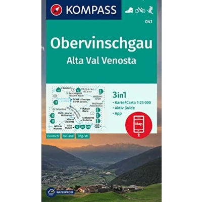 Abbildung von KOMPASS Wanderkarte 041 Obervinschgau / Alta Val Venosta 1:25.000: 3in1 mit Aktiv Guide inklusive Karte zur offline Verwendung in der App. Fahrradfahren. Skitouren.
