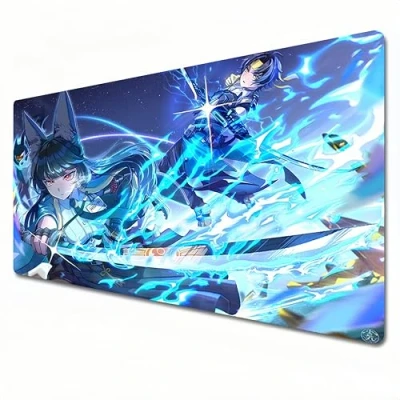 Abbildung von FQQPMS Zenless Zone Zero Mauspad, Gaming blau, XXL 900 x 400, Büro Schreibtischunterlage, groß, wasserdicht, rutschfest, Hoshimi Miyabi (A01)