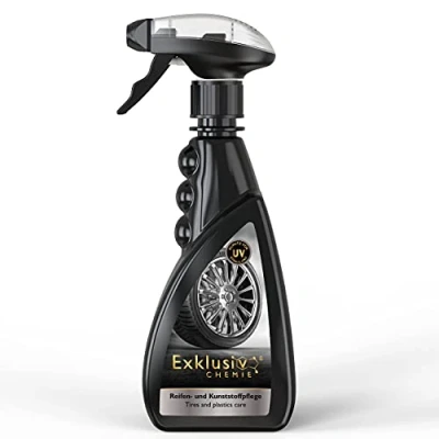 Abbildung von Exklusiv Chemie® Reifenglanz matt Effekt Reifen und Kunststoffpflege Reifenreiniger &amp; Reifenpflege Auto Gummipflege Farbauffrischung 500 ml