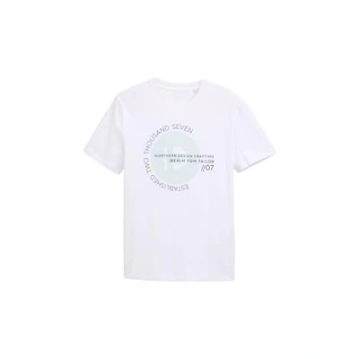 Abbildung von TOM Tailor Denim Printed Tshirt print, Herren, Größe: Medium, White