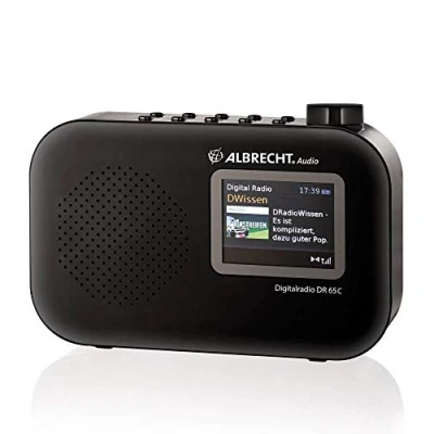 Abbildung von Albrecht DR65C tragbares Digital Radio, 27361, DAB+/UKW Empfang mit Kopfhörer Anschluss, Batterie und Netzbetrieb Farbe: schwarz