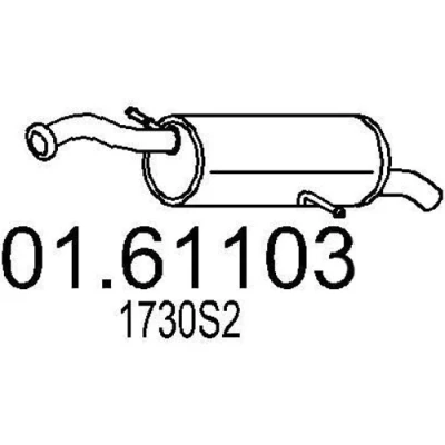 Abbildung von MTS 01.61103 Endschalldämpfer 1070 CITROËN: C4 I Schrägheck, Coupe, PEUGEOT: 308 Schrägheck