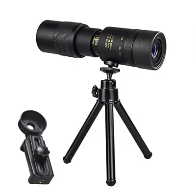 Abbildung von Monokular Teleskop, 10 300x40mm BAK4 Prisma/FMC Objektiv/Nachtsicht/Zoom HD Monocular Telescope Erwachsene mit Mobiltelefonclip und Halter für Wildtiere Vogelbeobachtung Wandern Jagd Camping