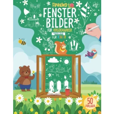 Abbildung von Fensterbilder Kreidemarker Frühling Window Color Vorlagen für Kinder: 50 Fenster Schablonen Kreidestifte I Fensterdeko Basteln Malvorlagen XXL ... Kreidevorlagen Fensterkreide Stifte
