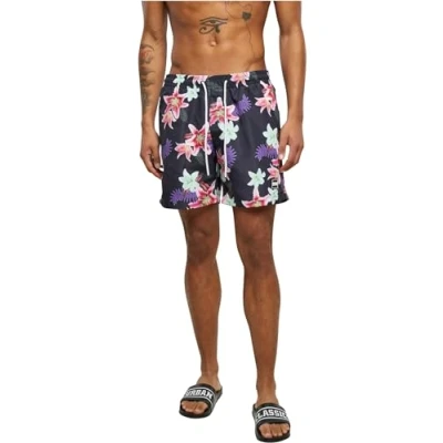Abbildung von Urban Classics Pattern Badeshorts, Herren, Größe: Large, Dark jungle aop