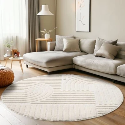 Abbildung von Designteppich Skandinavischer Boho, Carpettex, Rund, Höhe: 8 mm, Teppich Wohnzimmer, Schlafzimmer, Gästezimmer