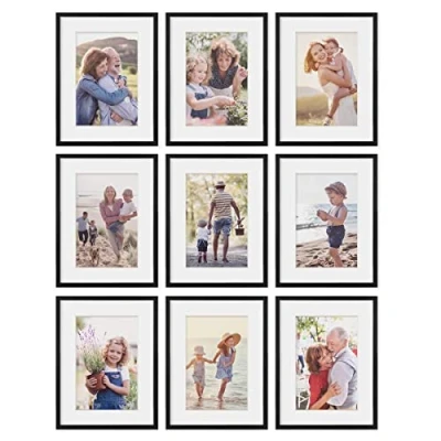 Abbildung von PHOTOLINI Bilderrahmen 9er Set 30x40 cm Modern Schmal mit Passepartout