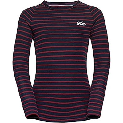 Abbildung von Odlo Kids Funktionsunterwäsche Langarm Shirt mit Streifen Print ACTIVE WARM ORIGINALS ECO, dark sapphire sundried tomato, 128