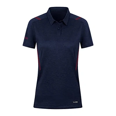 Abbildung von JAKO Damen Poloshirt Challenge, Marine Meliert/Maroon, 34