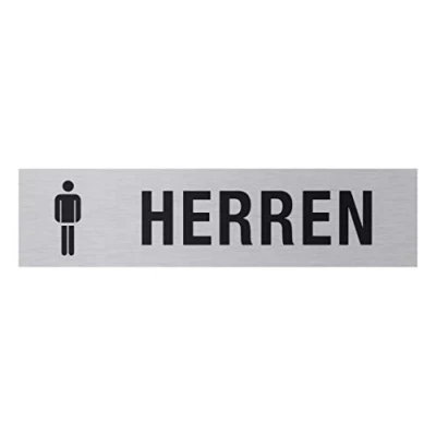 Abbildung von Metafranc Klebeschild &quot;Herren&quot; 160 x 40 mm Aus Aluminium In moderner Edelstahl Optik Selbstklebende Rückseite / Beschilderung Infoschild Türschild 507080